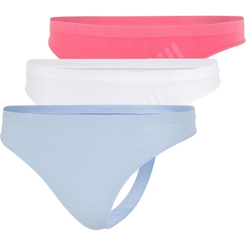 image:imageadidas womens Active Seamless Thong UnderwearEasy CoralWhiteGlow Blue