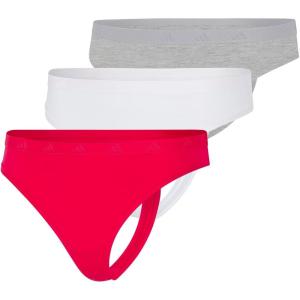 adidas Women’s Active Essentials Low Rise Cotton Thong Underwear(Heather Grey/ White/Pure Ruby)
