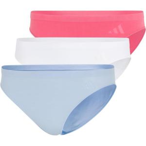 adidas Women’s Active Seamless Bikini Brief Underwear(Easy Coral/White/Glow Blue)