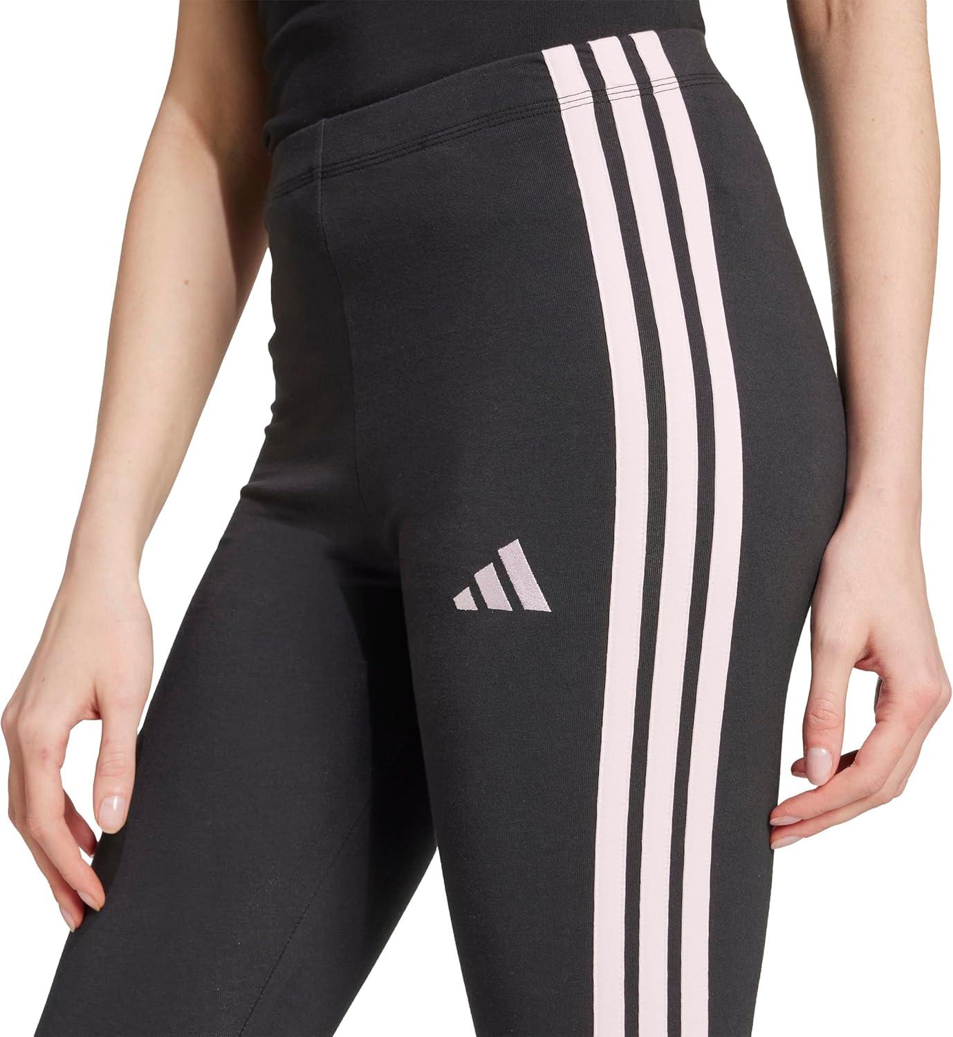 image:imageadidas Womens Essentials 3Stripes Cotton LeggingsBlackClear Pink