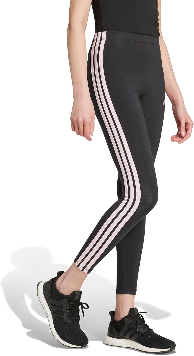 image:imageadidas Womens Essentials 3Stripes Cotton LeggingsBlackClear Pink