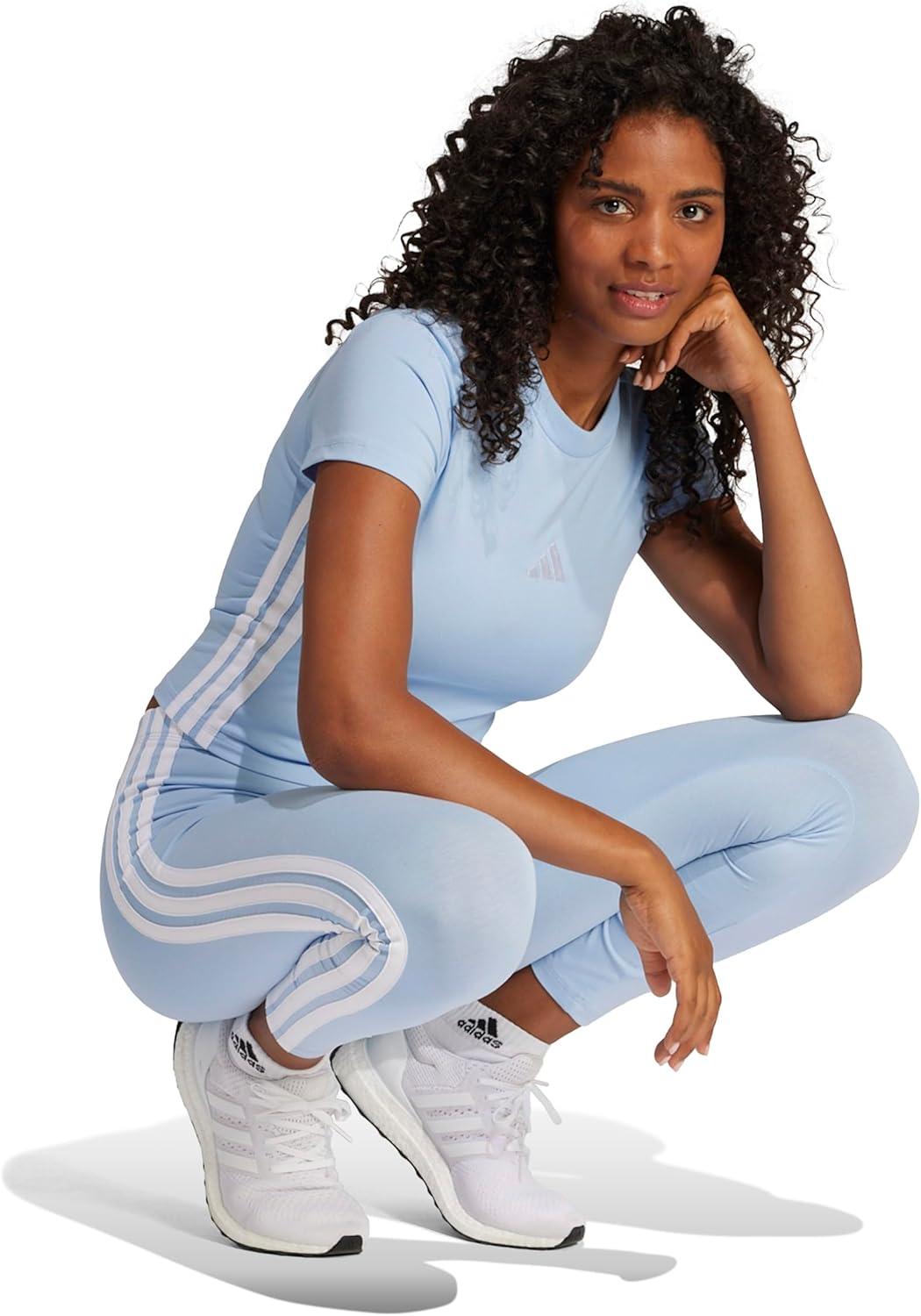 image:imageadidas Womens Essentials 3Stripes Cotton LeggingsBlueWhite