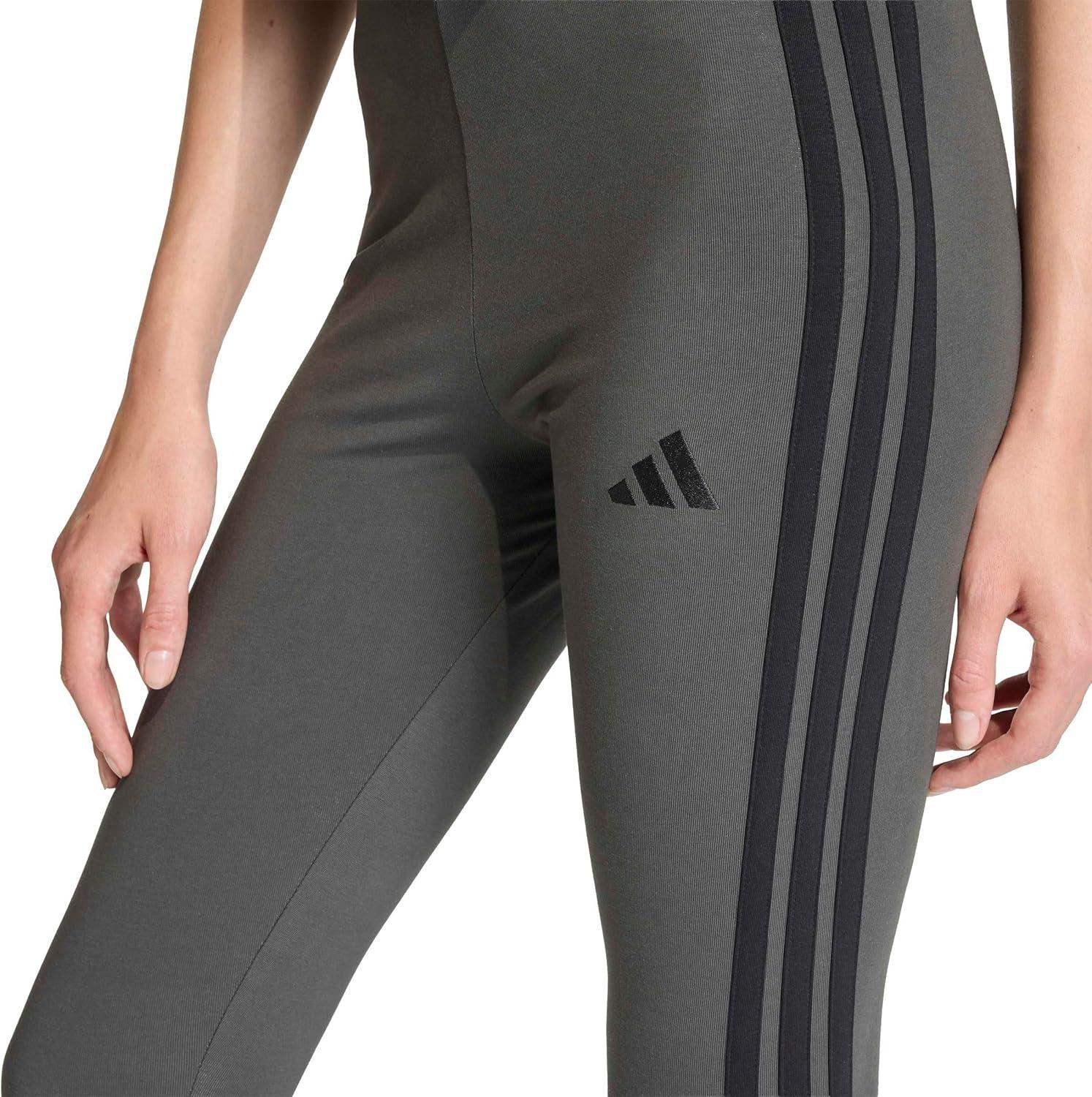 image:imageadidas Womens Essentials 3Stripes Cotton LeggingsGreyBlack