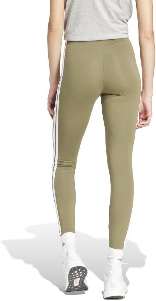 image:imageadidas Womens Essentials 3Stripes Cotton LeggingsOlive StrataWhite