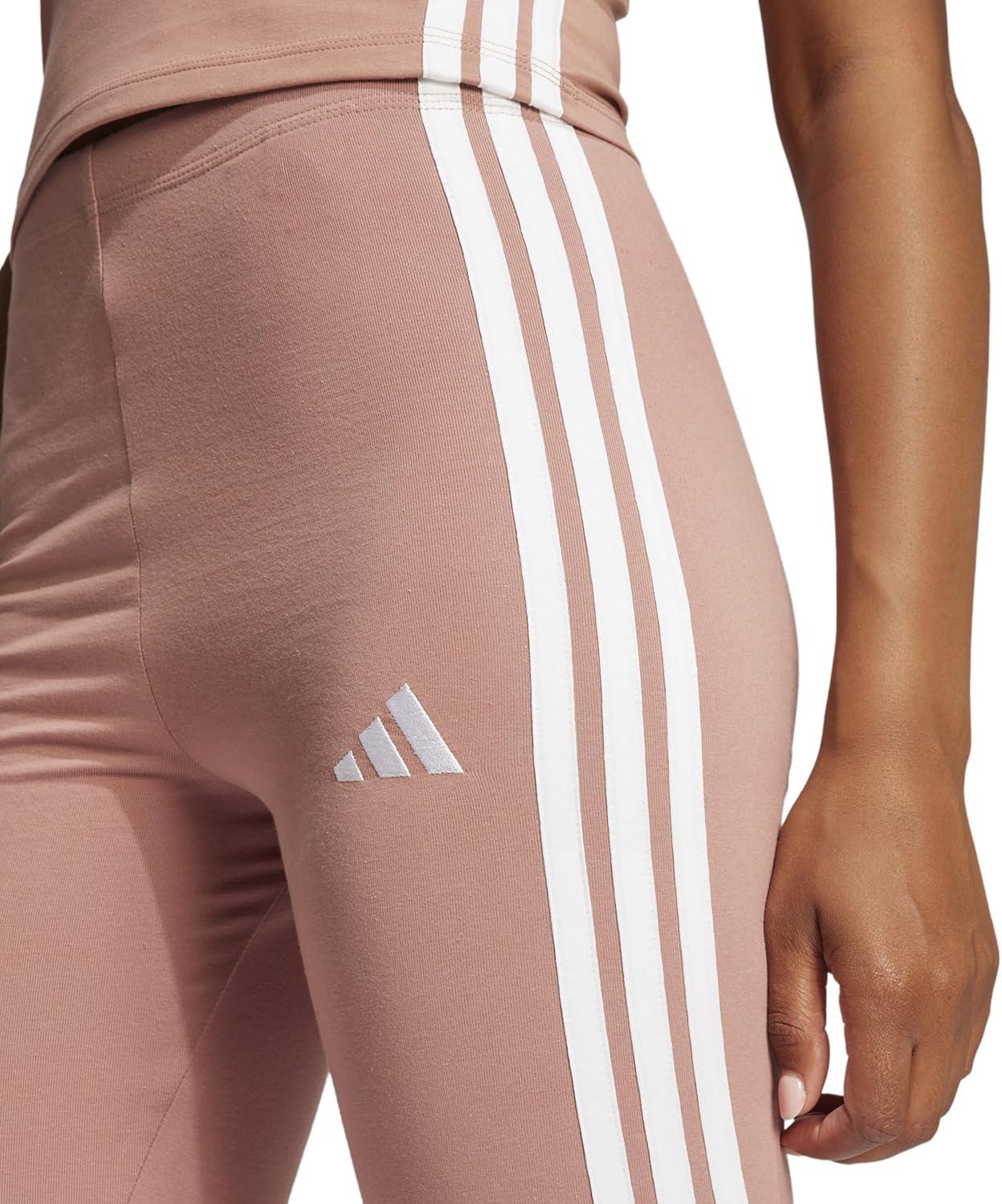image:imageadidas Womens Essentials 3Stripes Cotton LeggingsWarm ClayWhite