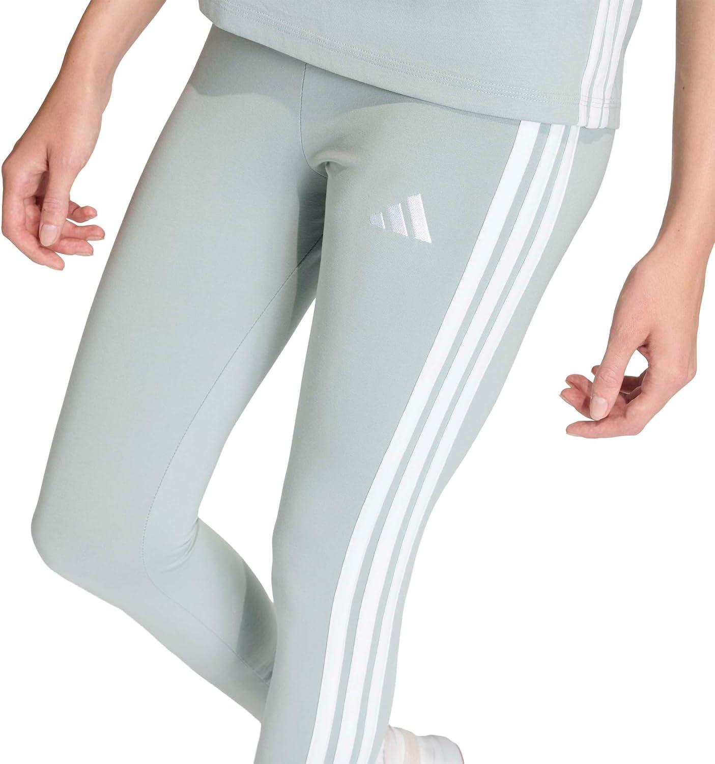 image:imageadidas Womens Essentials 3Stripes Cotton LeggingsWonder SageWhite