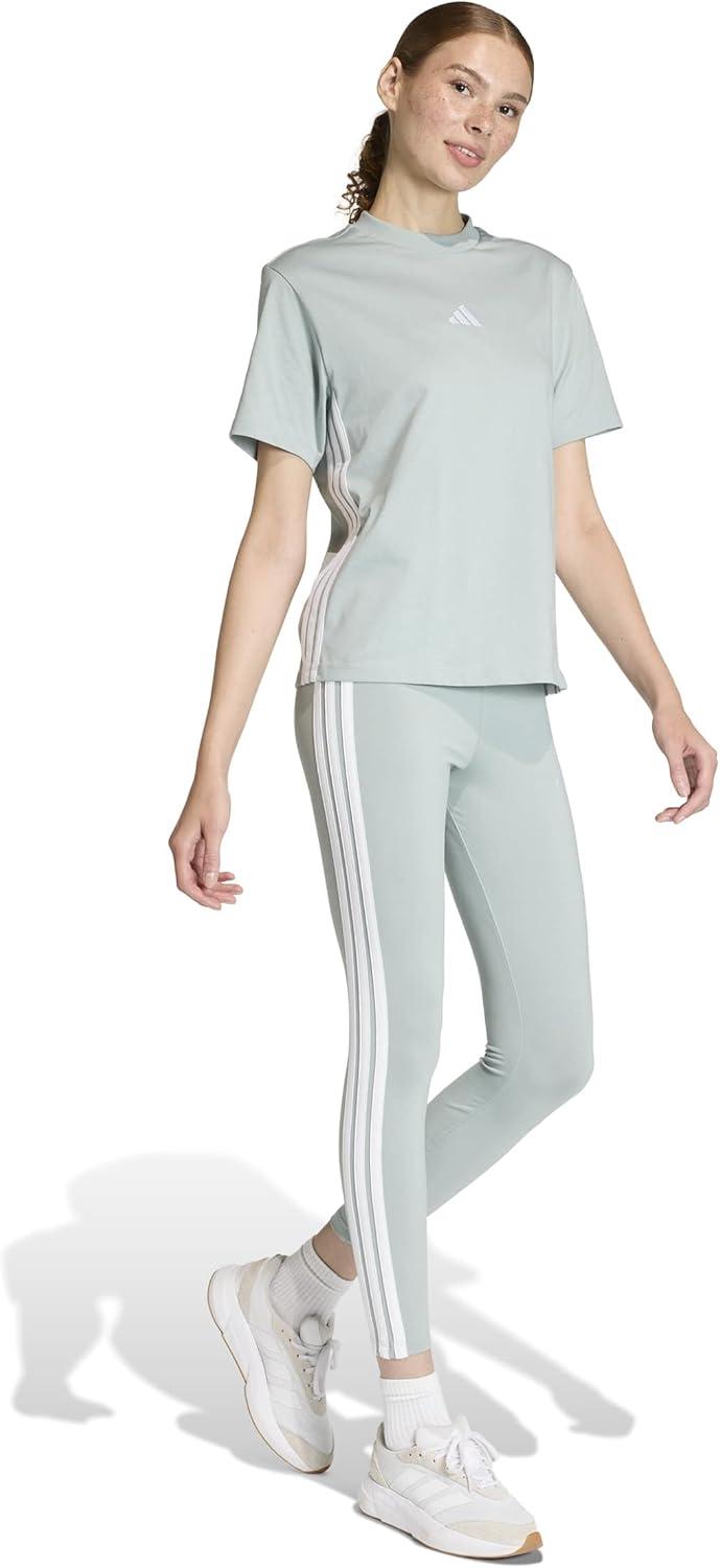 image:imageadidas Womens Essentials 3Stripes Cotton LeggingsWonder SageWhite