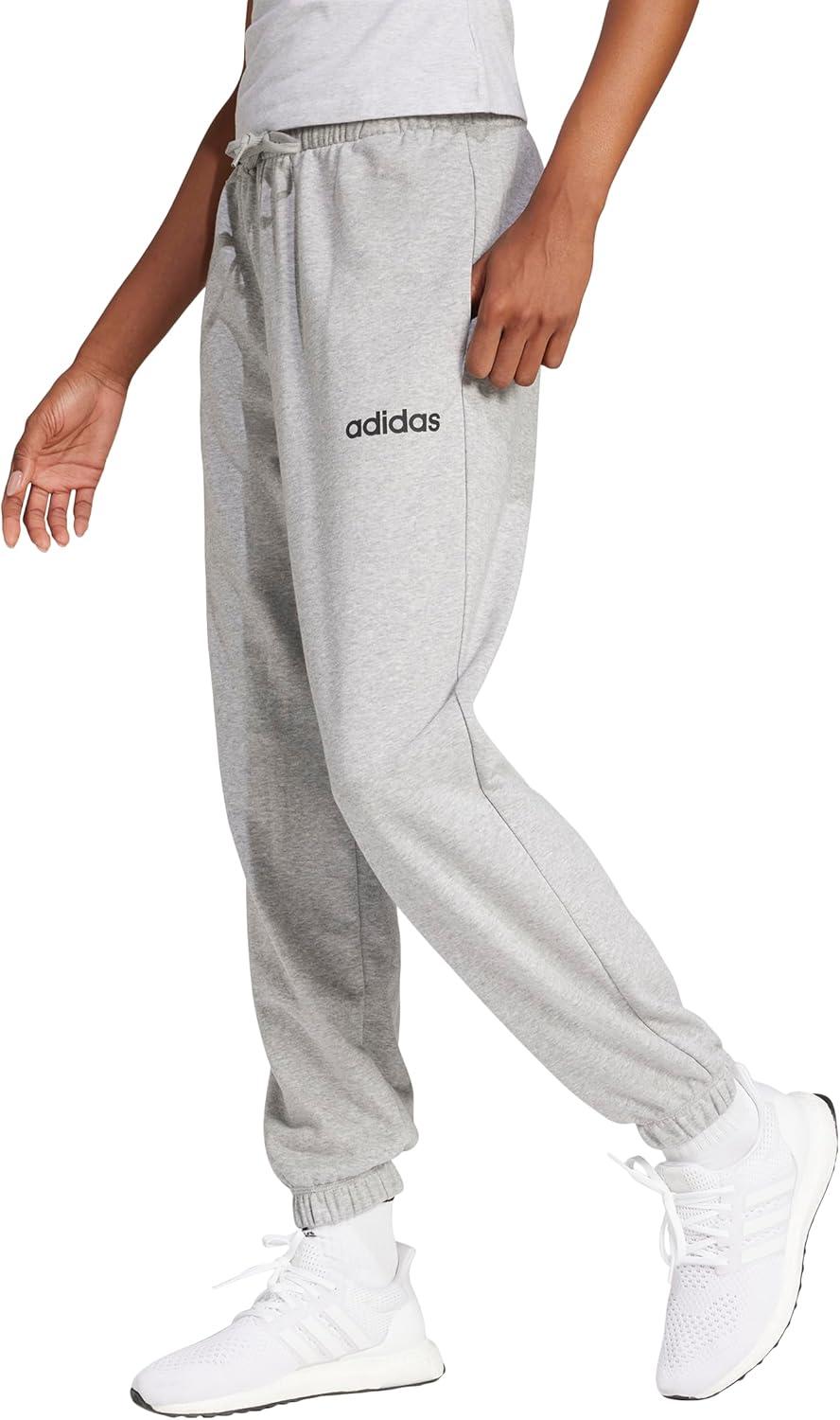 image:imageadidas Womens Linear French Terry Cuffed Sportswear PantsMedium Grey HeatherBlack