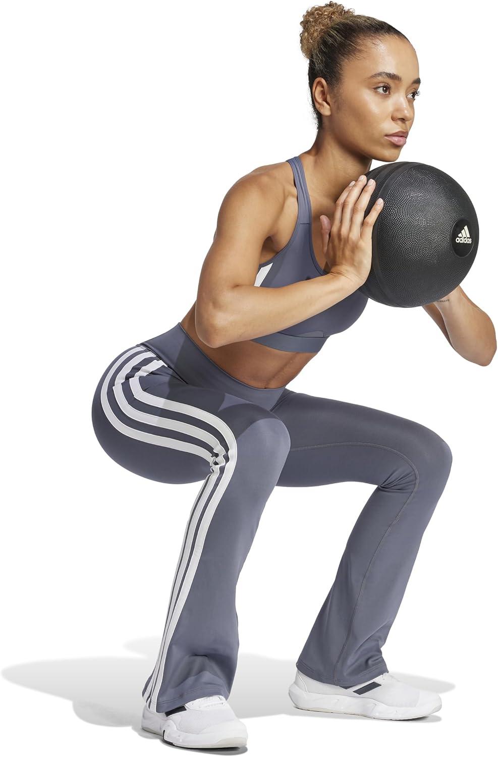 image:imageadidas Womens Optime Essentials 3Stripes Flared Training LeggingsOnixWhite