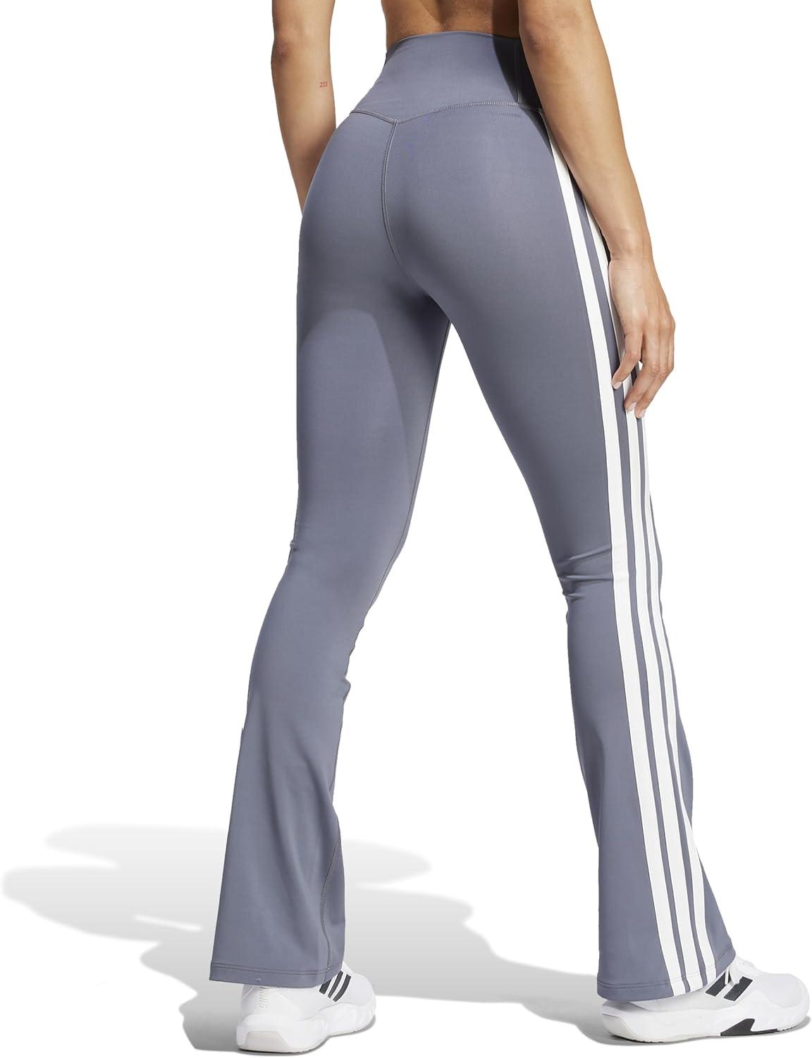 image:imageadidas Womens Optime Essentials 3Stripes Flared Training LeggingsOnixWhite