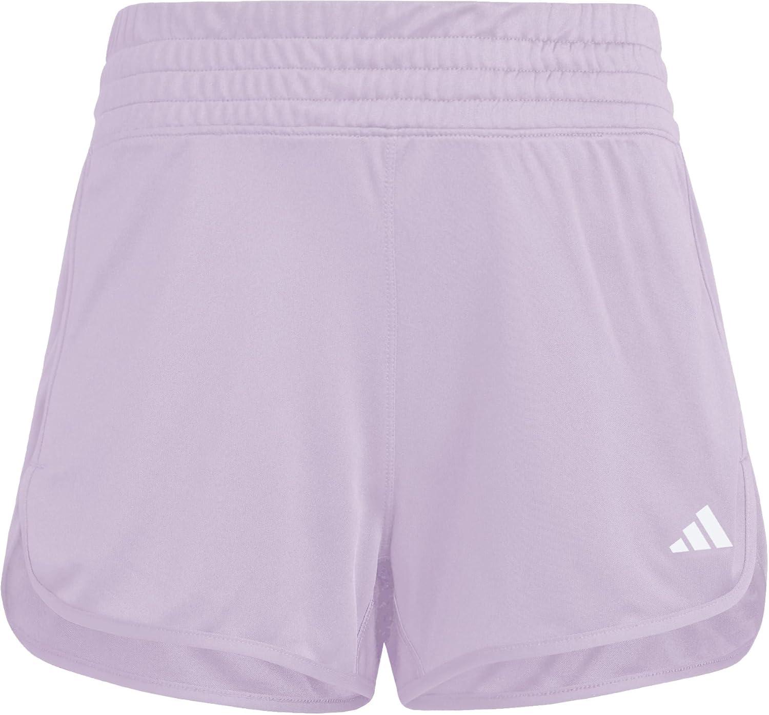 image:imageadidas Womens Pacer Essentials Knit HighRise Shorts Casual Bottoms Casual PurpleBliss LilacWhite