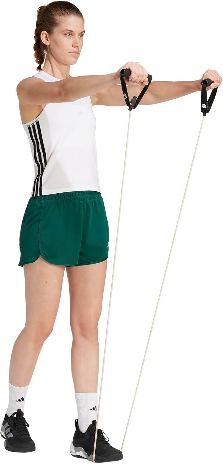 image:imageadidas Womens Pacer Essentials Knit HighRise Shorts Casual Bottoms Casual PurpleCollegiate GreenWhite