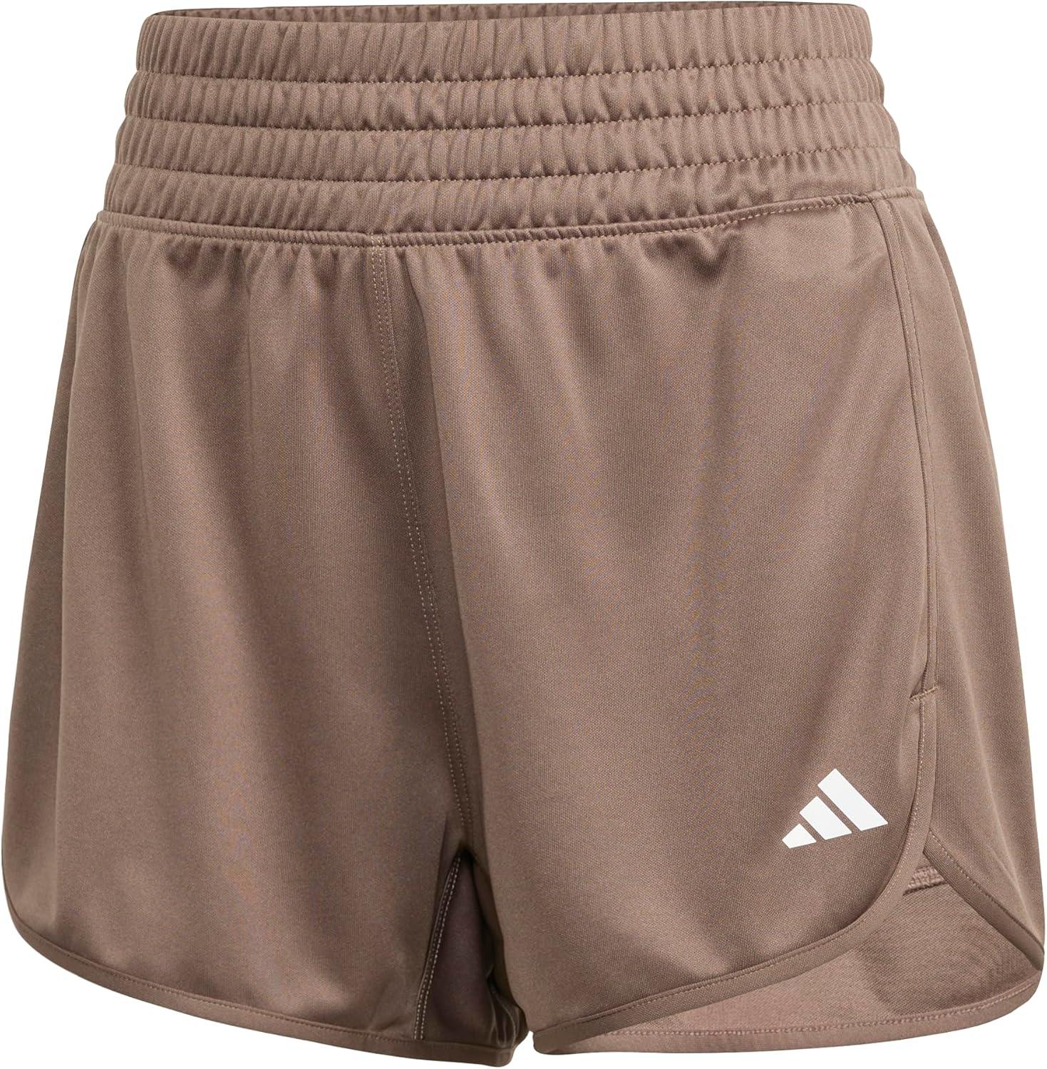 image:imageadidas Womens Pacer Essentials Knit HighRise Shorts Casual Bottoms Casual PurpleEarth StrataWhite
