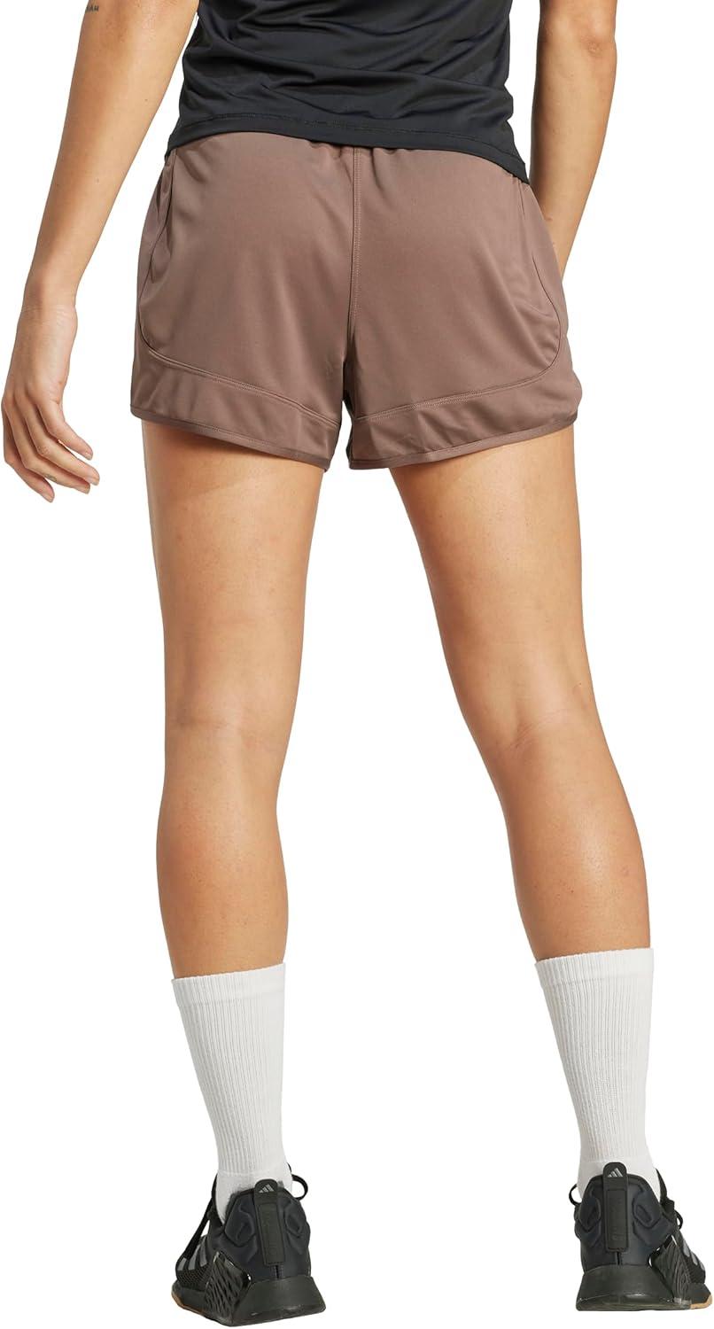 image:imageadidas Womens Pacer Essentials Knit HighRise Shorts Casual Bottoms Casual PurpleEarth StrataWhite