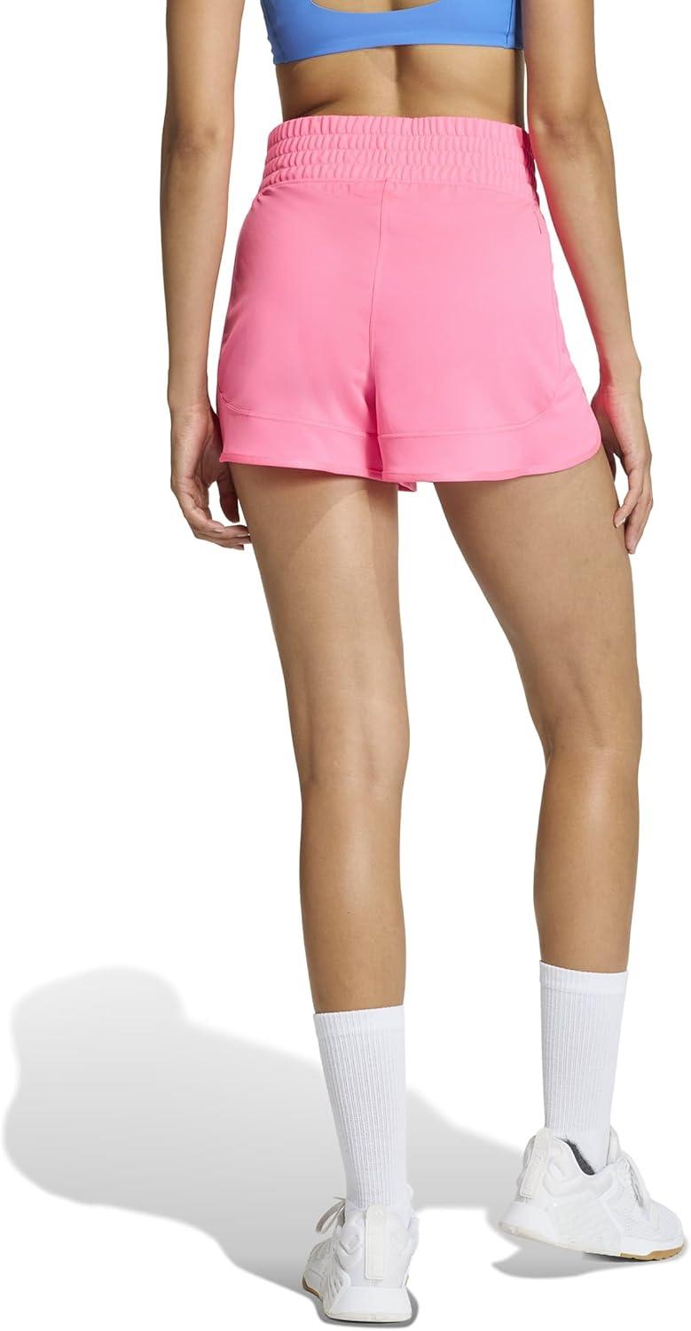 image:imageadidas Womens Pacer Essentials Knit HighRise Shorts Casual Bottoms Casual PurpleLucid PinkWhite