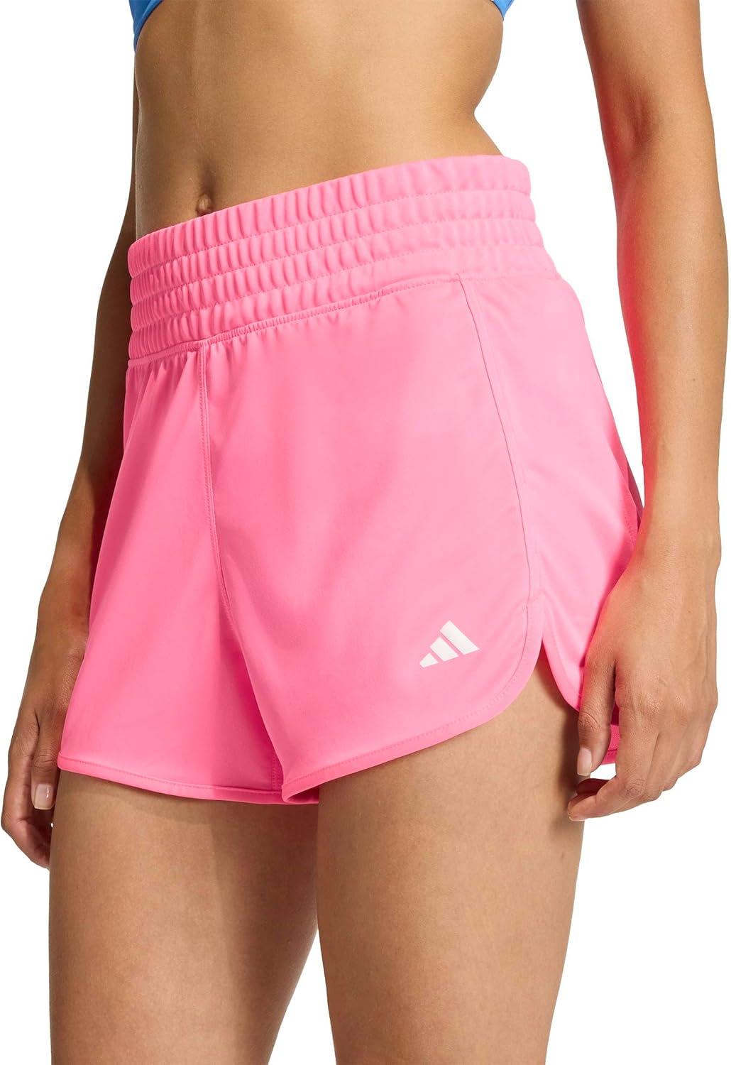 image:imageadidas Womens Pacer Essentials Knit HighRise Shorts Casual Bottoms Casual PurpleLucid PinkWhite
