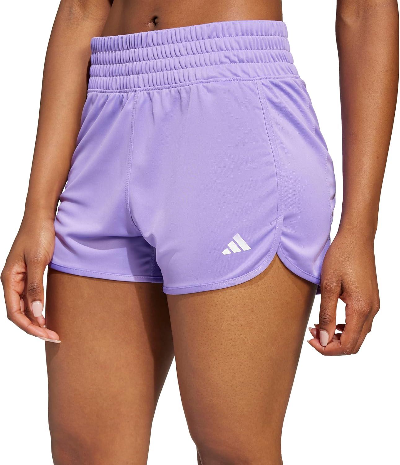 image:imageadidas Womens Pacer Essentials Knit HighRise Shorts Casual Bottoms Casual PurpleViolet Fusion