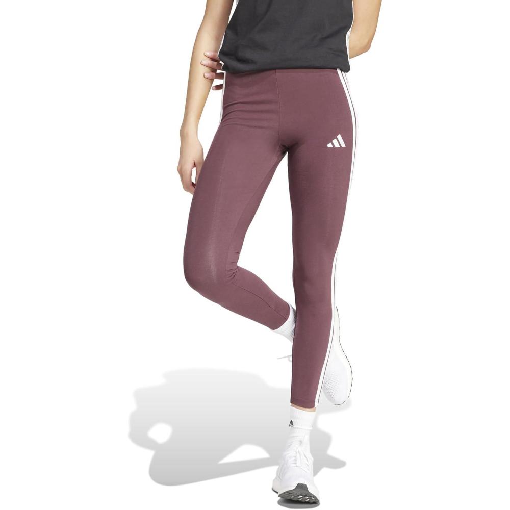 image:imageadidas Womens Essentials 3Stripes Cotton LeggingsAurora RubyWhite