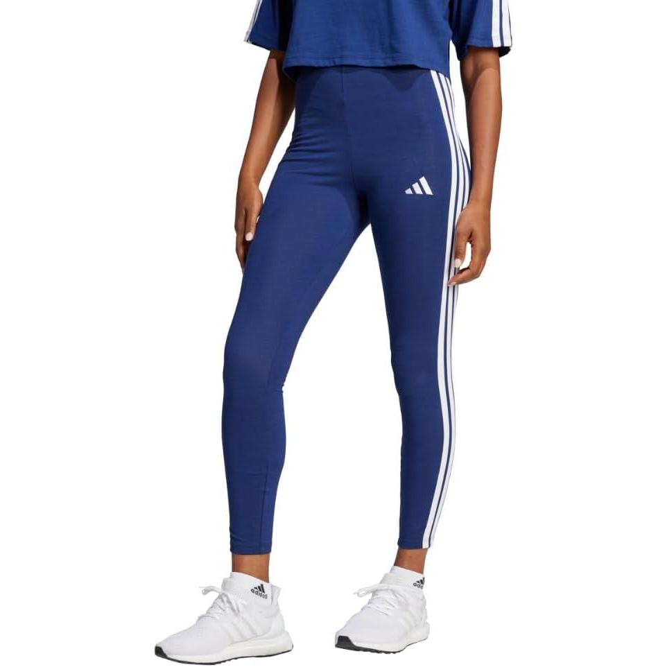 image:imageadidas Womens Essentials 3Stripes Cotton LeggingsDark BlueWhite