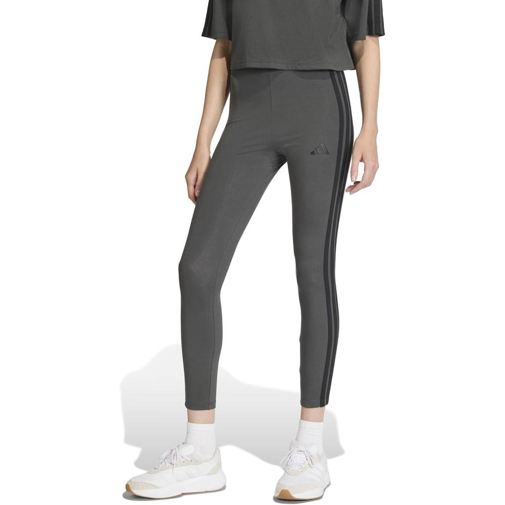 image:imageadidas Womens Essentials 3Stripes Cotton LeggingsGreyBlack