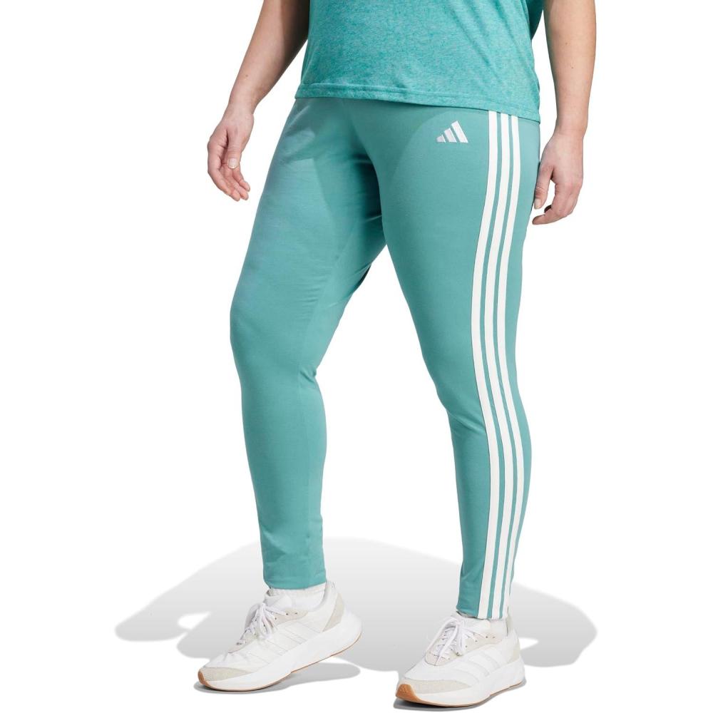image:imageadidas Womens Essentials 3Stripes Cotton LeggingsPowder TealWhite