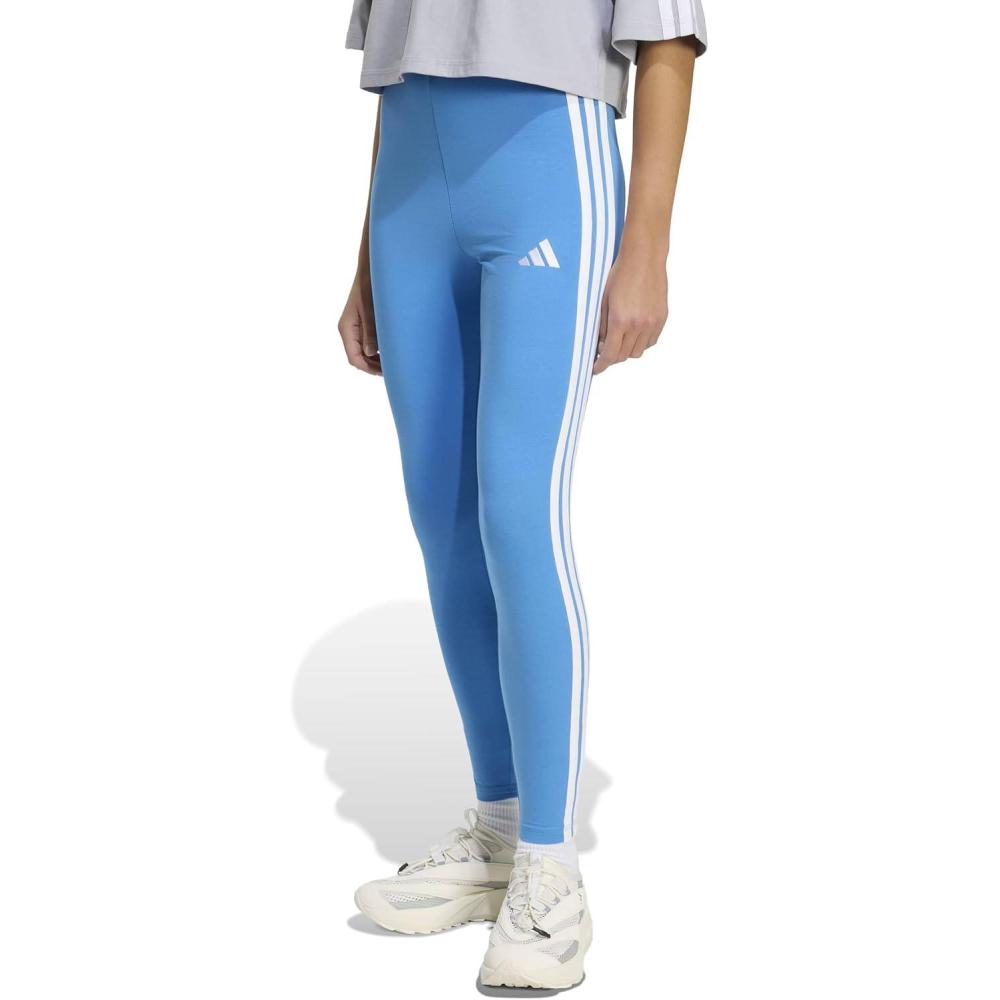 image:imageadidas Womens Essentials 3Stripes Cotton LeggingsRay BlueWhite