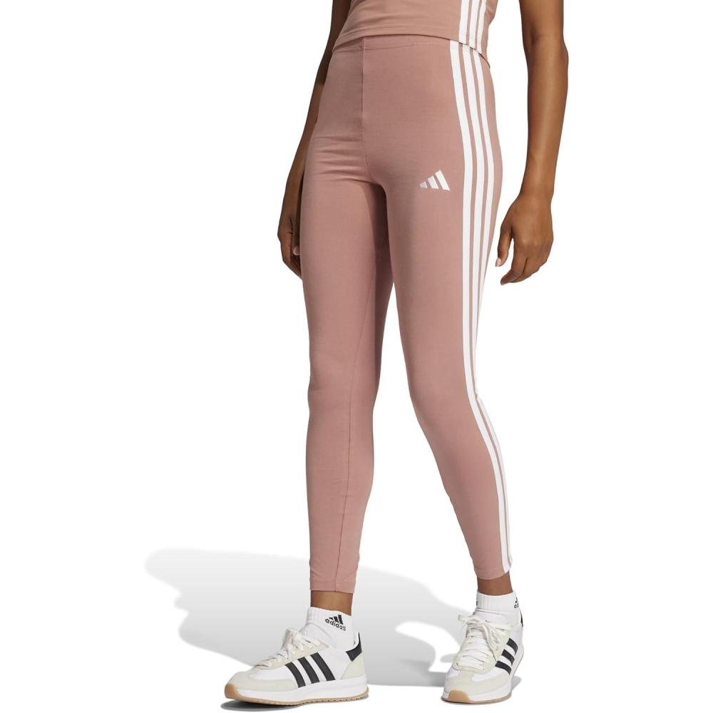 image:imageadidas Womens Essentials 3Stripes Cotton LeggingsWarm ClayWhite