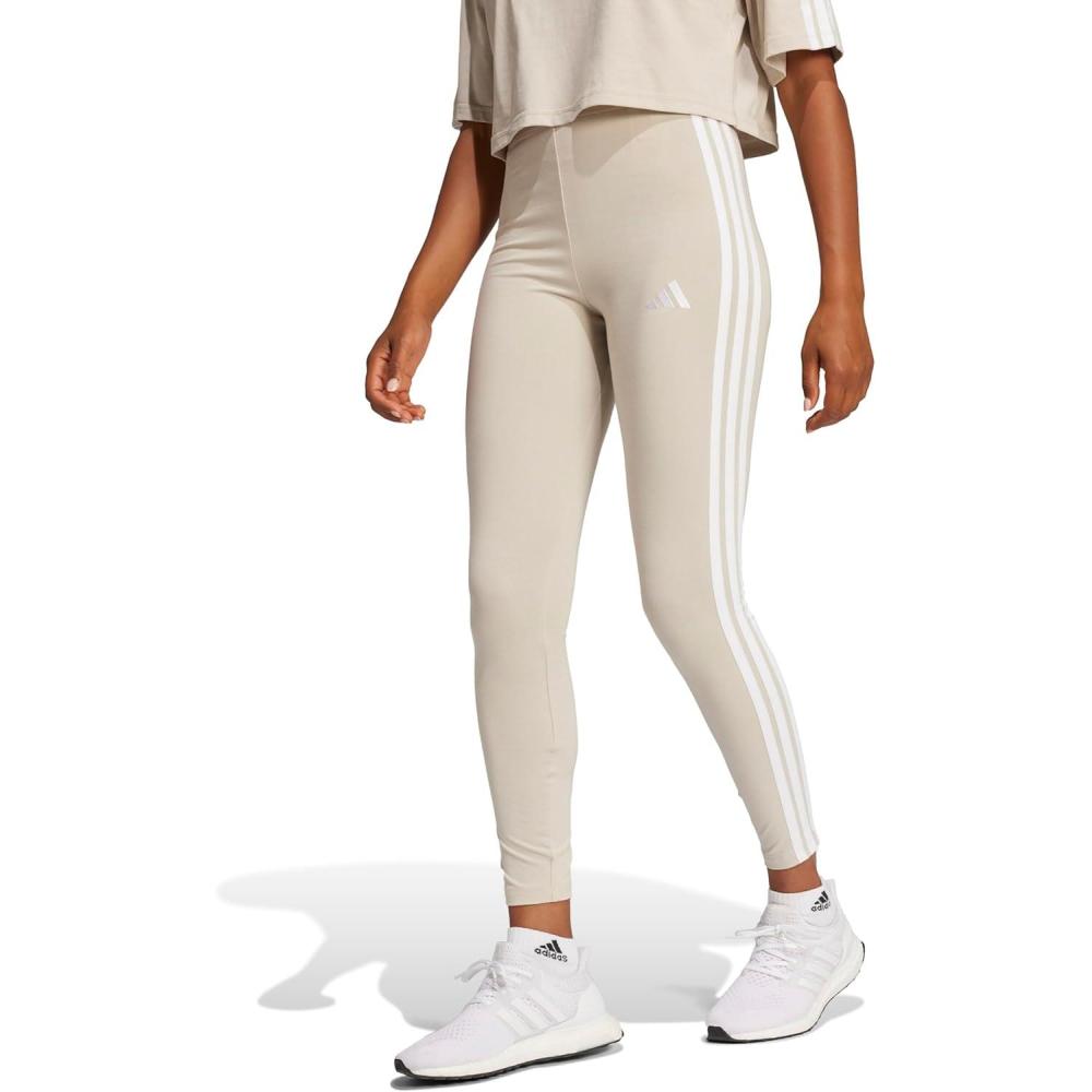 image:imageadidas Womens Essentials 3Stripes Cotton LeggingsWonder AluminaWhite
