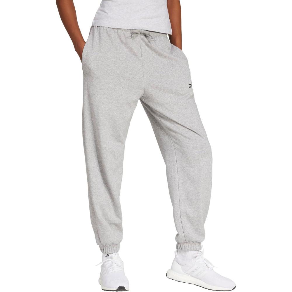 image:imageadidas Womens Linear French Terry Cuffed Sportswear PantsMedium Grey HeatherBlack