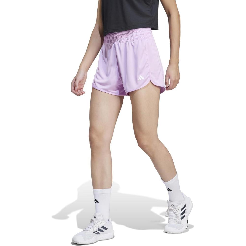 image:imageadidas Womens Pacer Essentials Knit HighRise Shorts Casual Bottoms Casual PurpleBliss LilacWhite