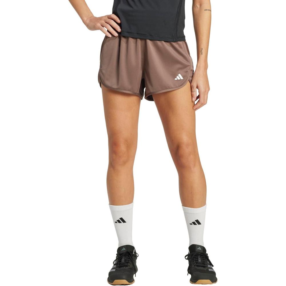 image:imageadidas Womens Pacer Essentials Knit HighRise Shorts Casual Bottoms Casual PurpleEarth StrataWhite