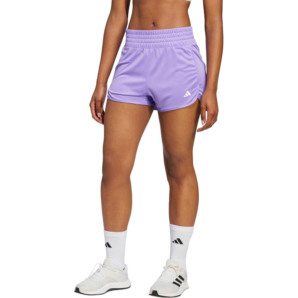 image:imageadidas Womens Pacer Essentials Knit HighRise Shorts Casual Bottoms Casual  PurpleViolet Fusion