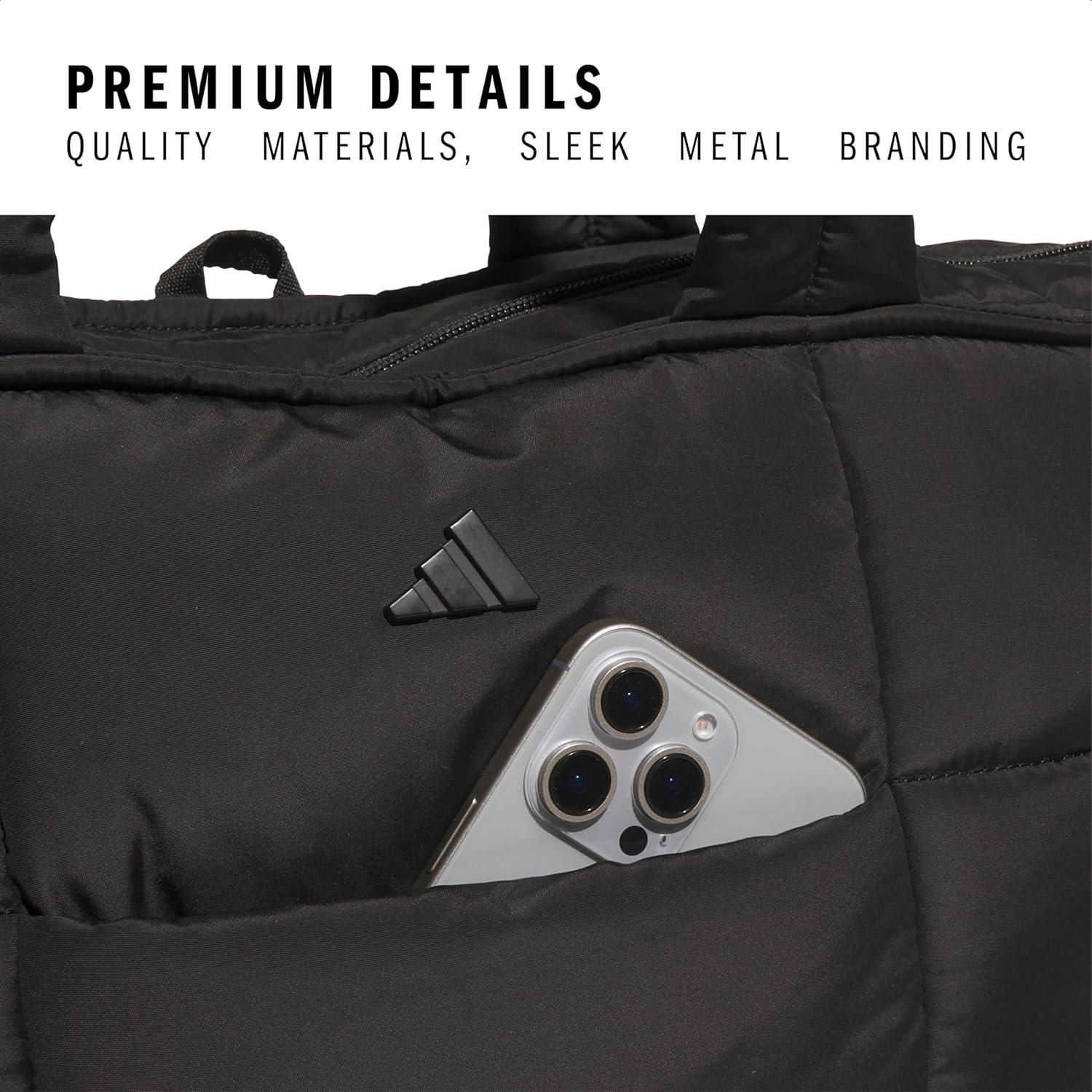 image:imageadidas Unisex Quilted Tote Puffer Shoulder BagAll MeBlack