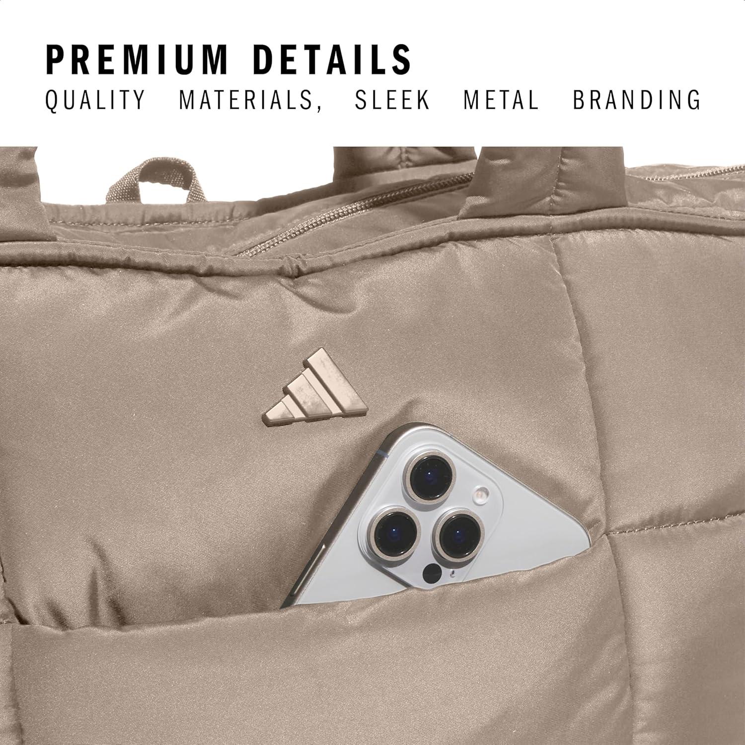 image:imageadidas Unisex Quilted Tote Puffer Shoulder BagAll MeChalky Brown