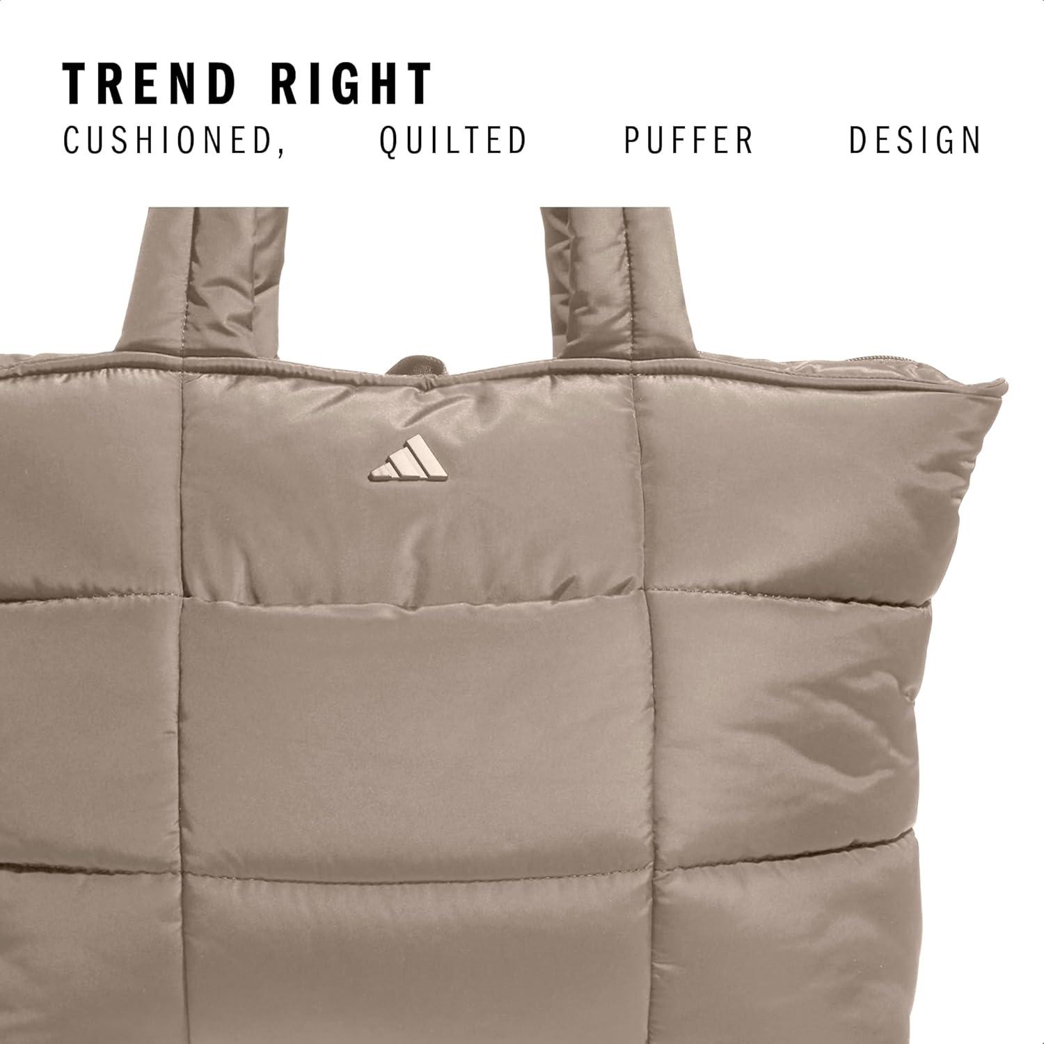 image:imageadidas Unisex Quilted Tote Puffer Shoulder BagAll MeChalky Brown