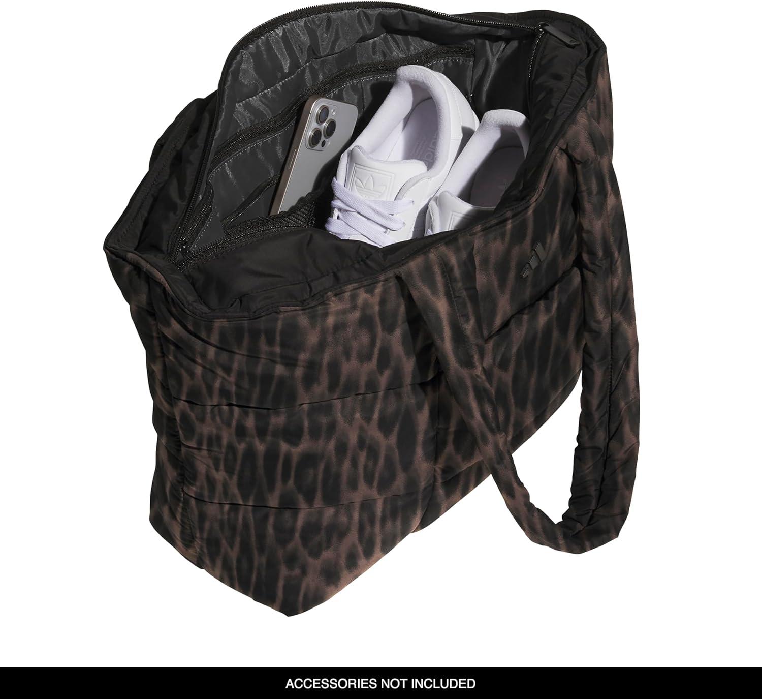 image:imageadidas Unisex Quilted Tote Puffer Shoulder BagAll MeLeopard Blackearth Strata
