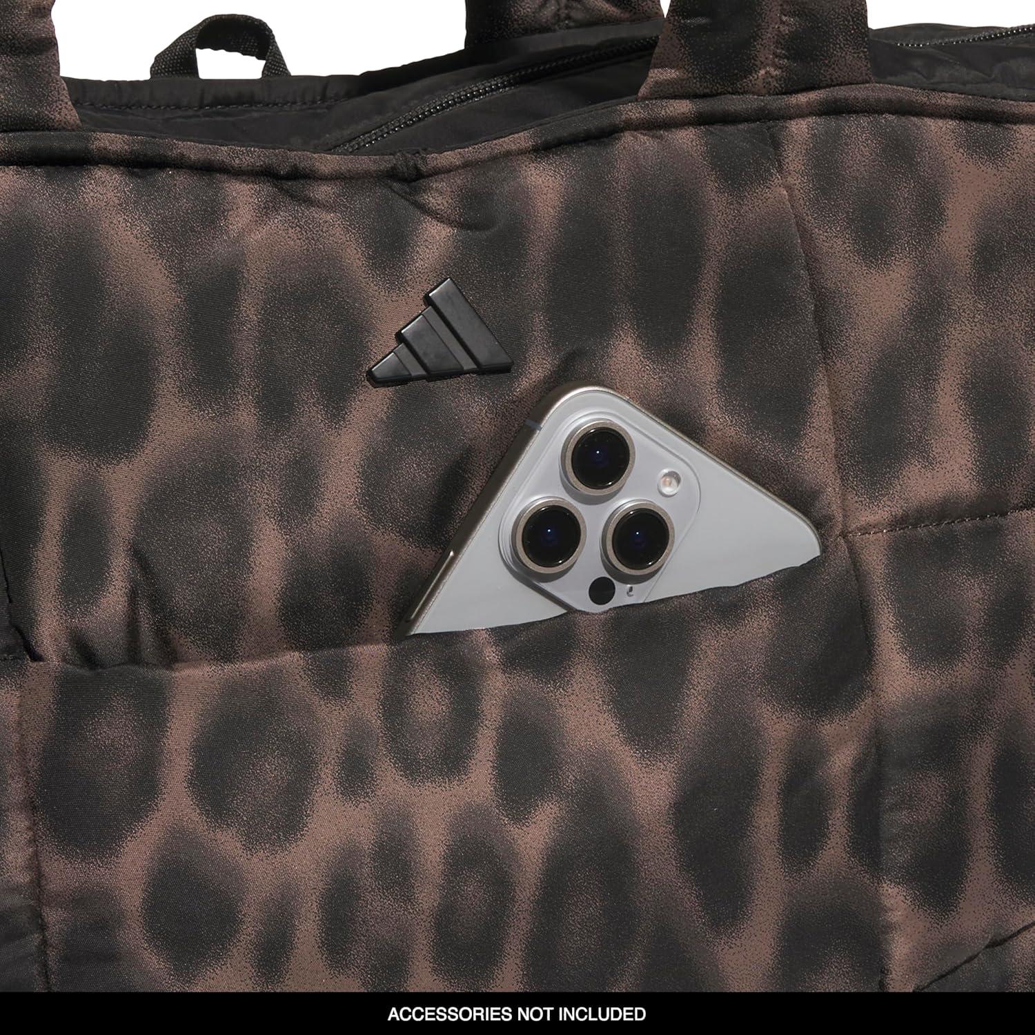 image:imageadidas Unisex Quilted Tote Puffer Shoulder BagAll MeLeopard Blackearth Strata