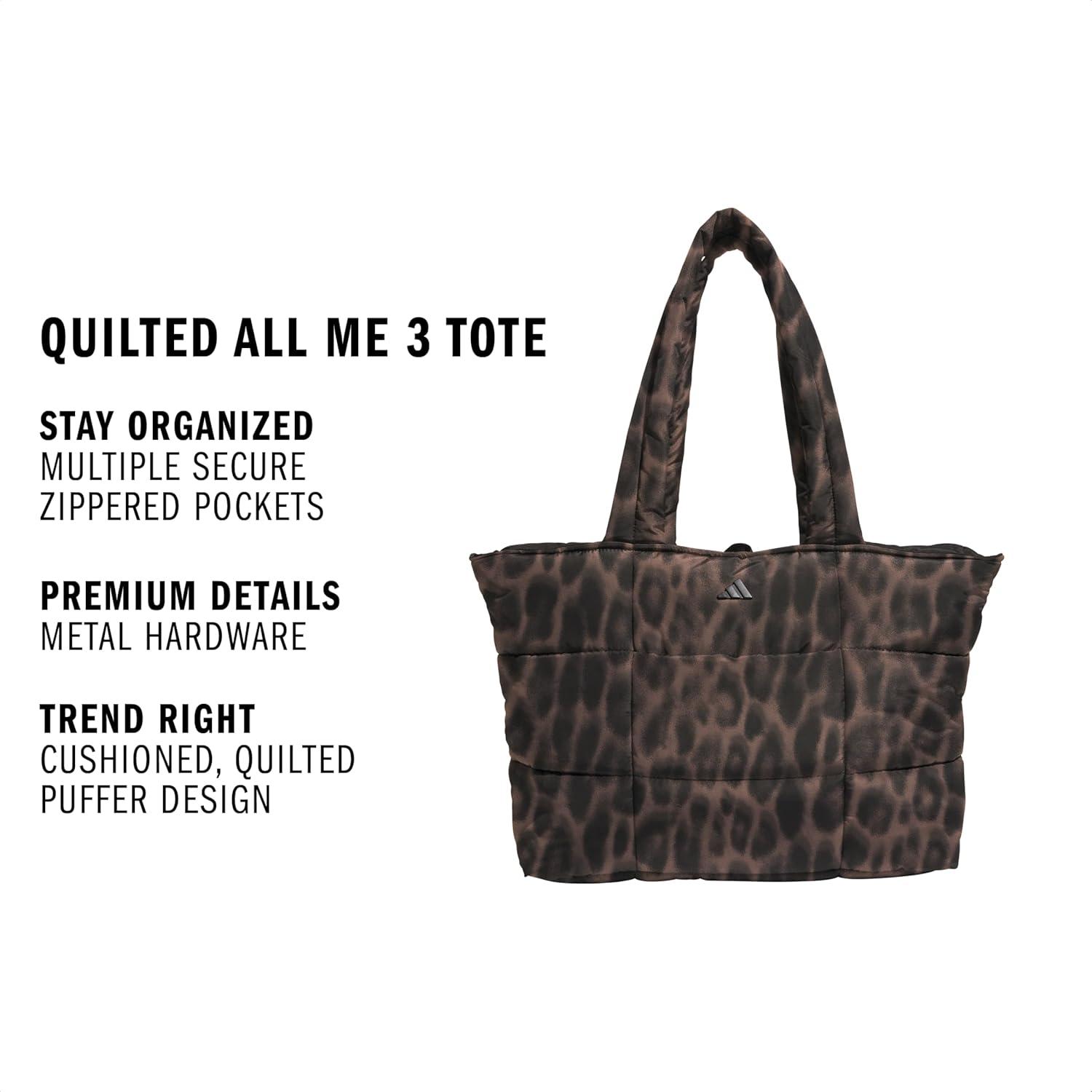 image:imageadidas Unisex Quilted Tote Puffer Shoulder BagAll MeLeopard Blackearth Strata
