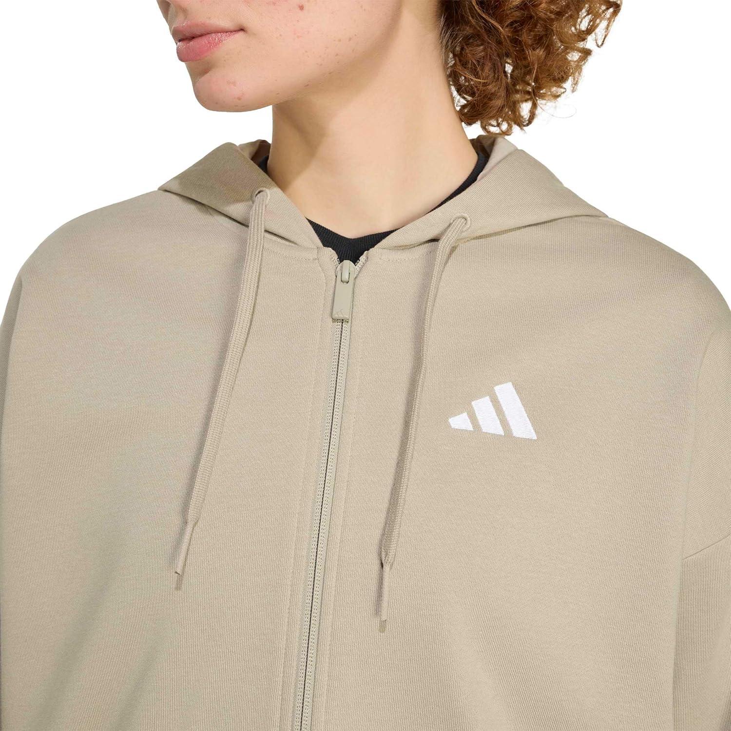 image:imageadidas Womens Essentials 3stripes French Terry Fullzip HoodieWonder CargoWhite