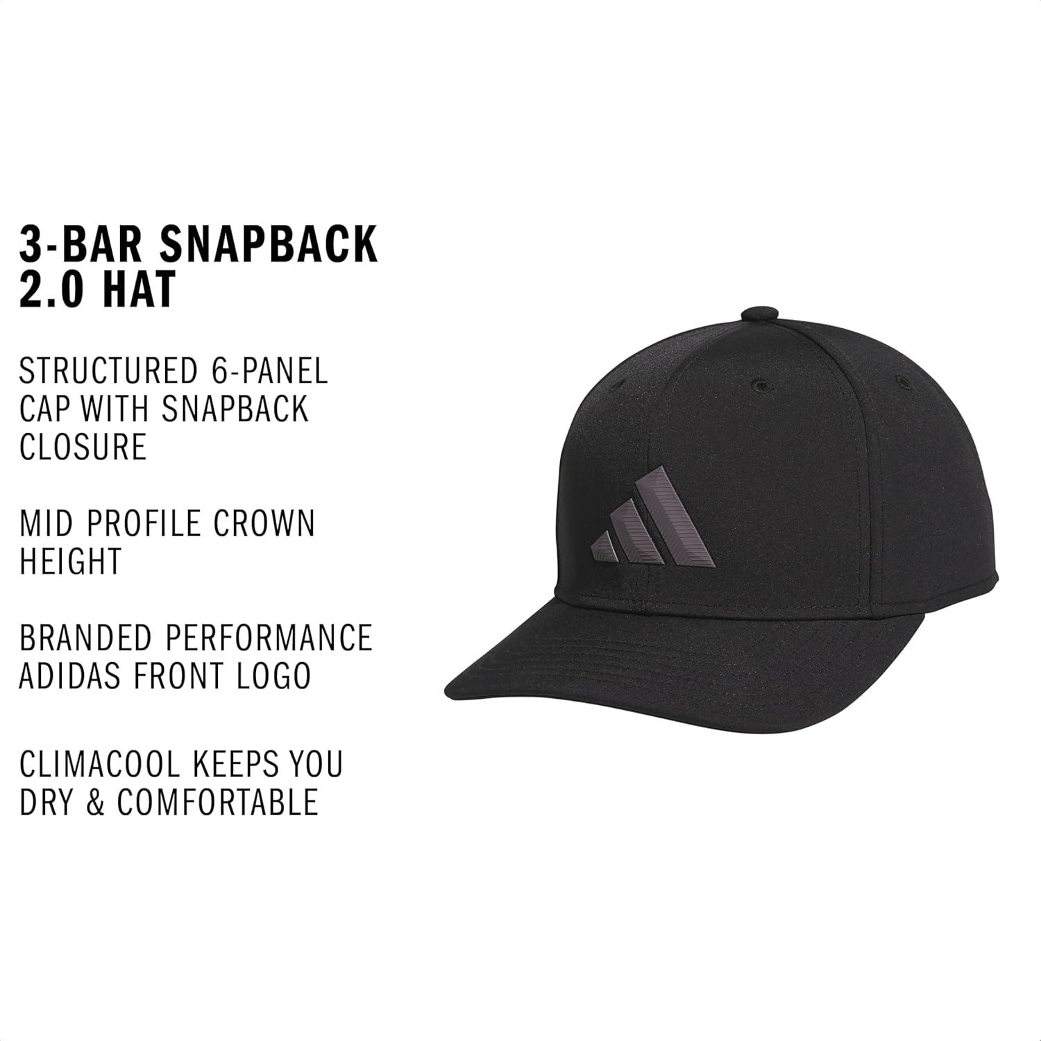 image:imageadidas Mens Midrange Hat Athletic Snapback Cap with LogoBlackGrey Strata3bar