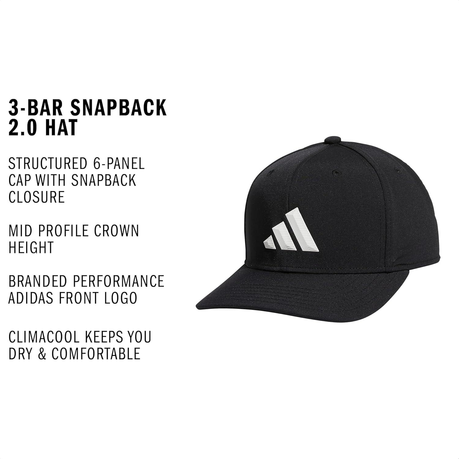 image:imageadidas Mens Midrange Hat Athletic Snapback Cap with LogoBlackWhite3bar