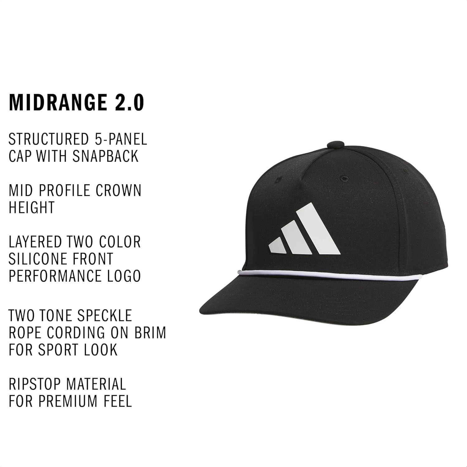 image:imageadidas Mens Midrange Hat Athletic Snapback Cap with LogoBlackWhiteGrey20