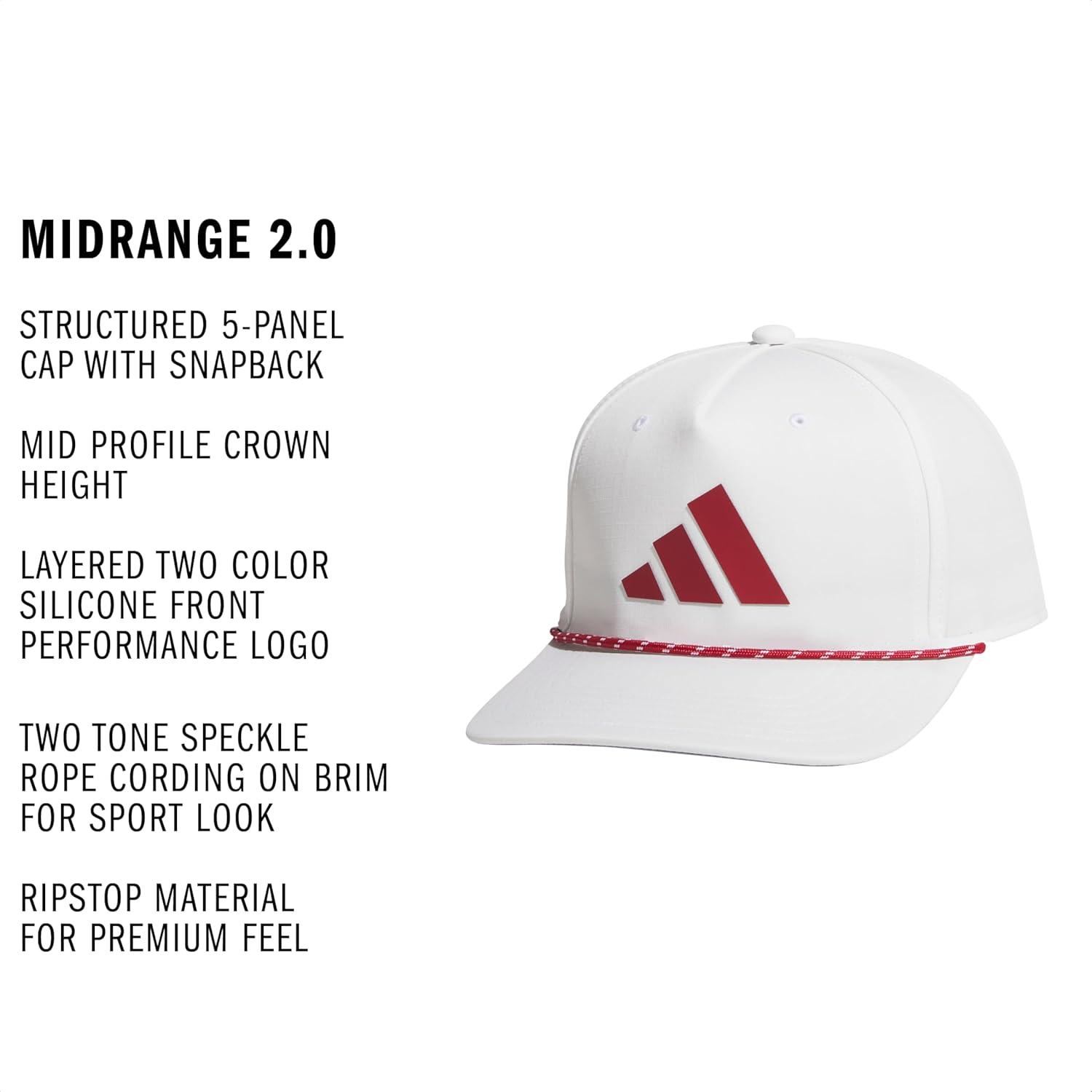 image:imageadidas Mens Midrange Hat Athletic Snapback Cap with LogoWhiteActive MaroonGrey20