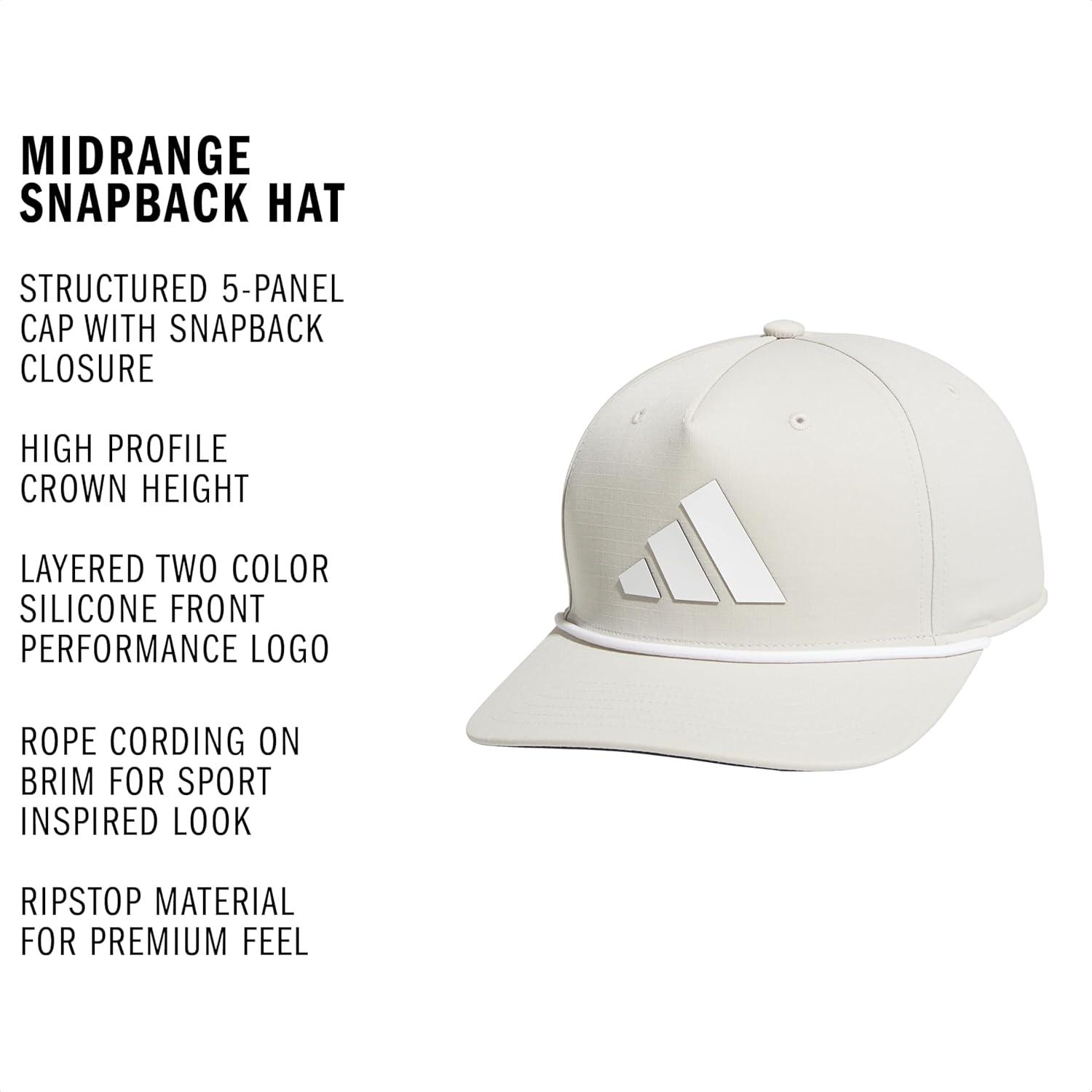 image:imageadidas Mens Midrange Hat Athletic Snapback Cap with LogoWonder Alumina GreyWhiteBlack