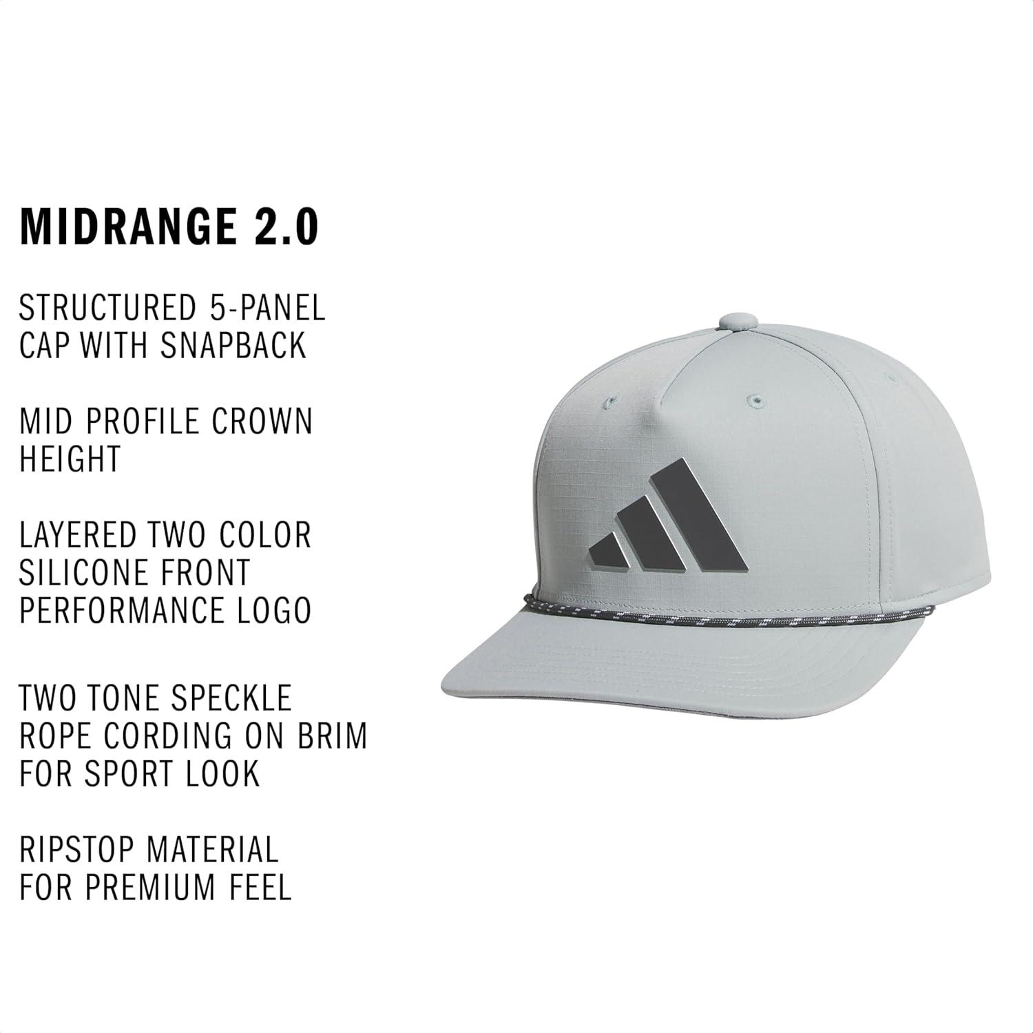 image:imageadidas Mens Midrange Hat Athletic Snapback Cap with LogoWonder Sage GreenGrey SixWhite20
