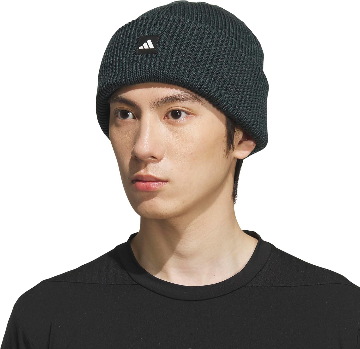 image:imageadidas Mens Premium Beanie Standard Fit Cuffed Knit Winter HatAurora Green IvyBlackWhite