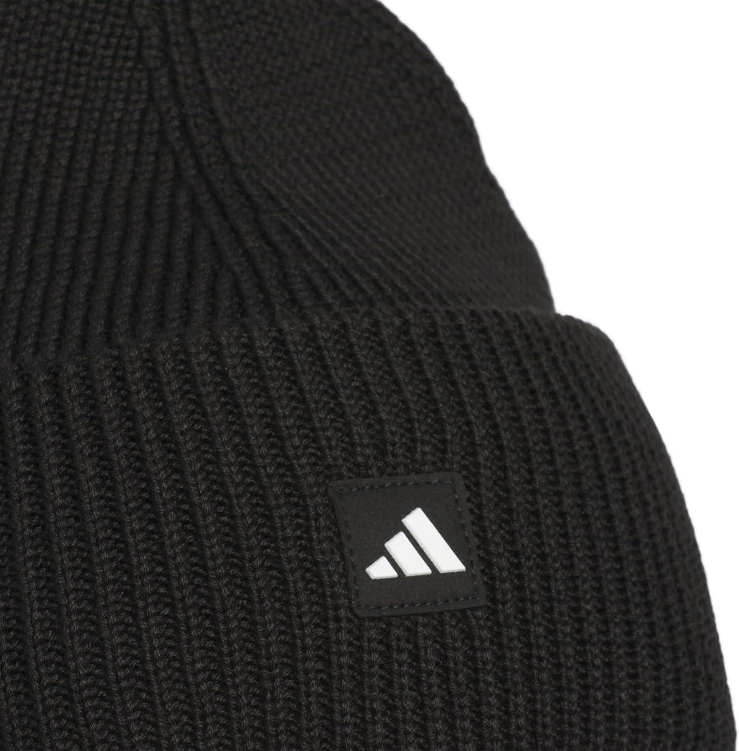 image:imageadidas Mens Premium Beanie Standard Fit Cuffed Knit Winter HatBlackWhite