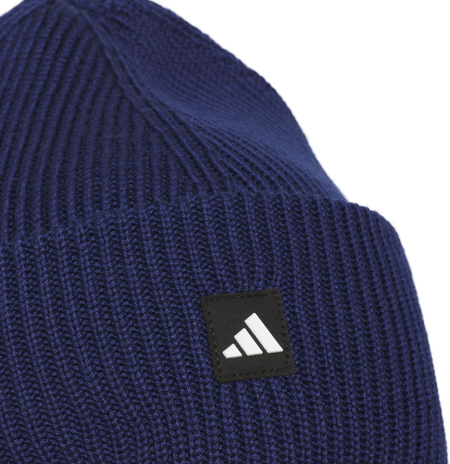 image:imageadidas Mens Premium Beanie Standard Fit Cuffed Knit Winter HatDark BlueBlackWhite