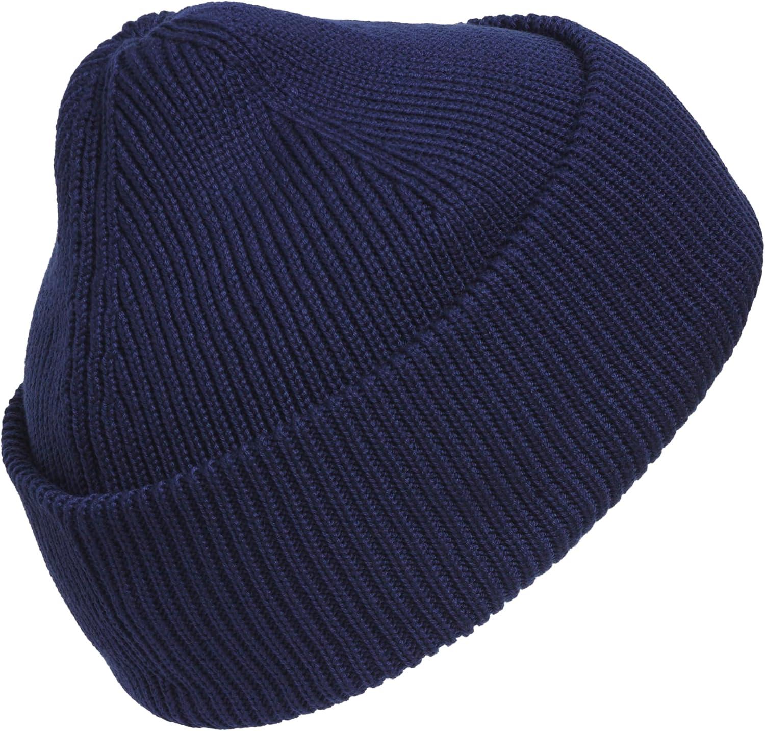 image:imageadidas Mens Premium Beanie Standard Fit Cuffed Knit Winter HatDark BlueBlackWhite