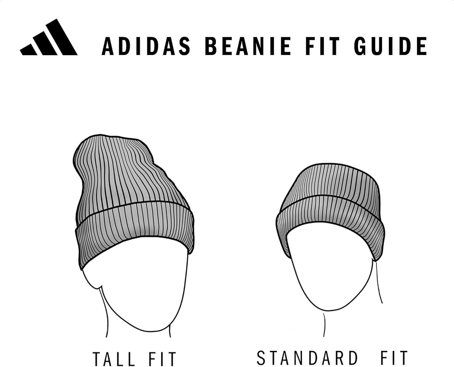 image:imageadidas Mens Premium Beanie Standard Fit Cuffed Knit Winter HatWarm Sandstone BeigeBlackWhite